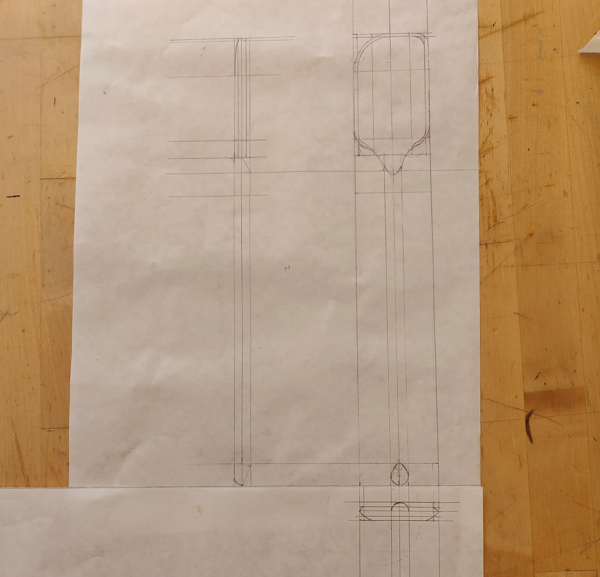 Orthographic sketch of reference spatula